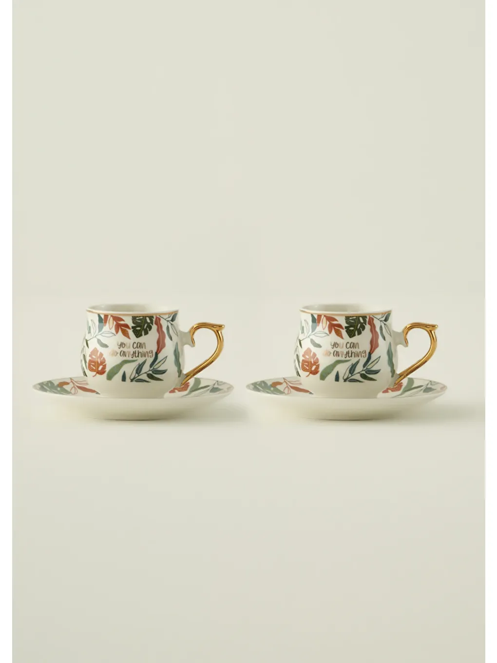 Karışık Leaf Porselen 2'li Kahve Fincanı Seti (120 cc)