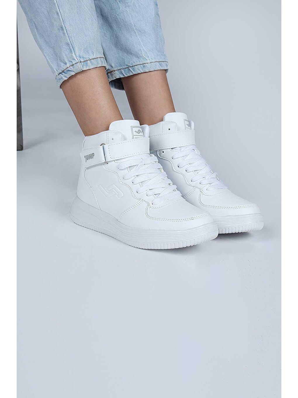 16308 Yüksek Bilekli Beyaz Kadın Sneaker Günlük Spor Ayakkabı-1