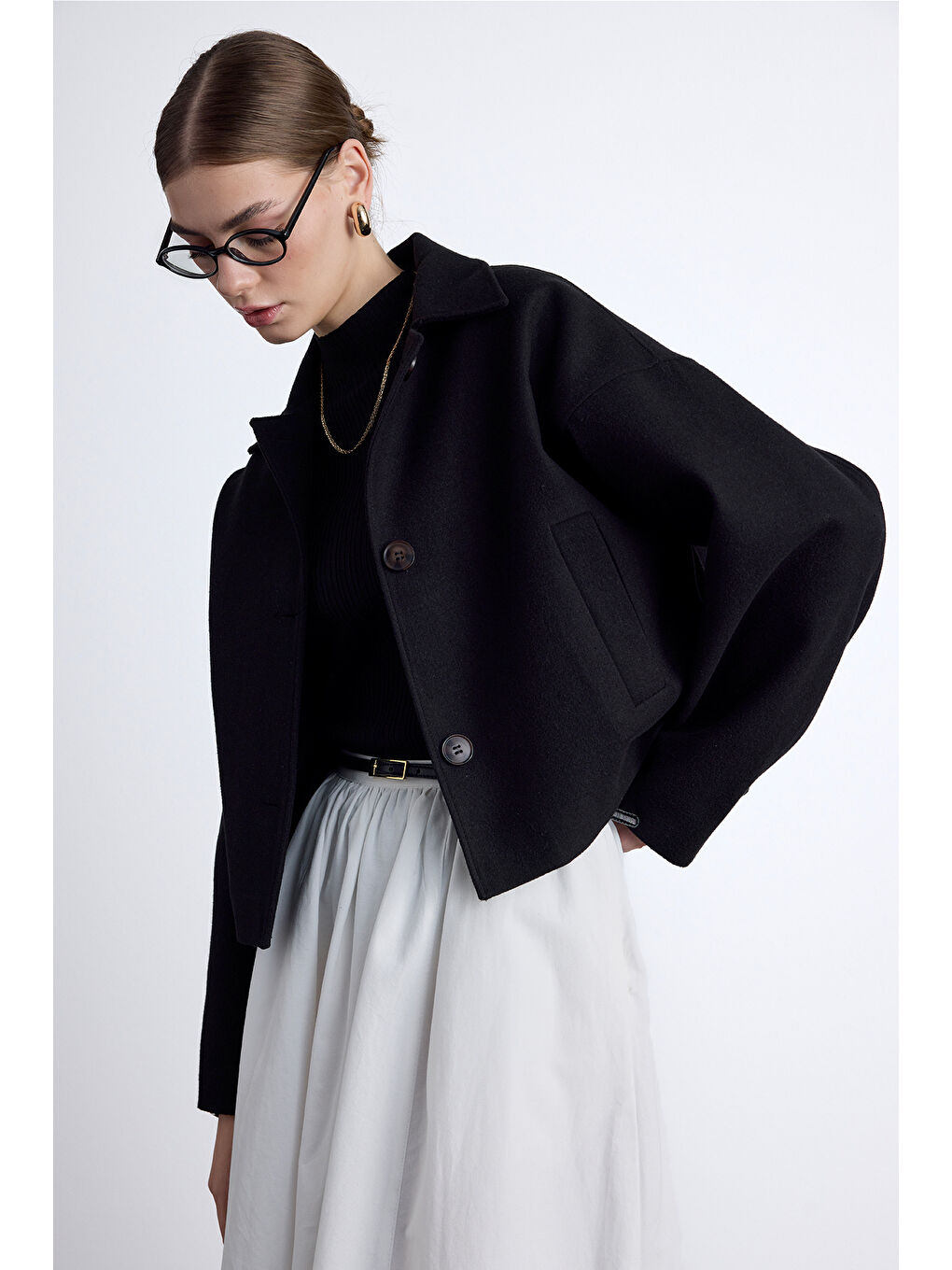 Dori Kısa Kaşe Kaban Siyah