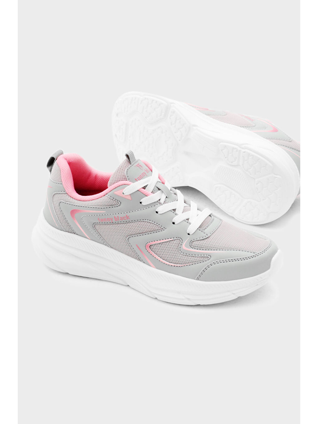 Gri Unisex Buz Pudra Nefes Alabilen Kumaş Faylon Taban Bağcıklı Spor Ayakkabı-3