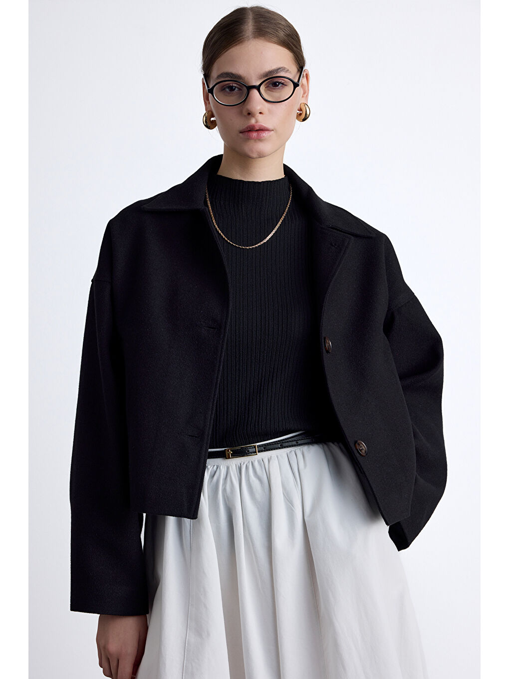 Dori Kısa Kaşe Kaban Siyah-3