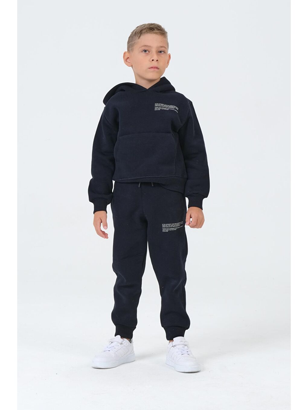 Lacivert Erkek Çocuk Kapüşonlu Çocuk Eşofman Takımı