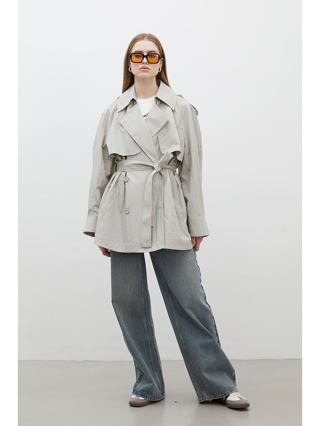 Lızbon Oversize Kısa Trençkot Yeşil