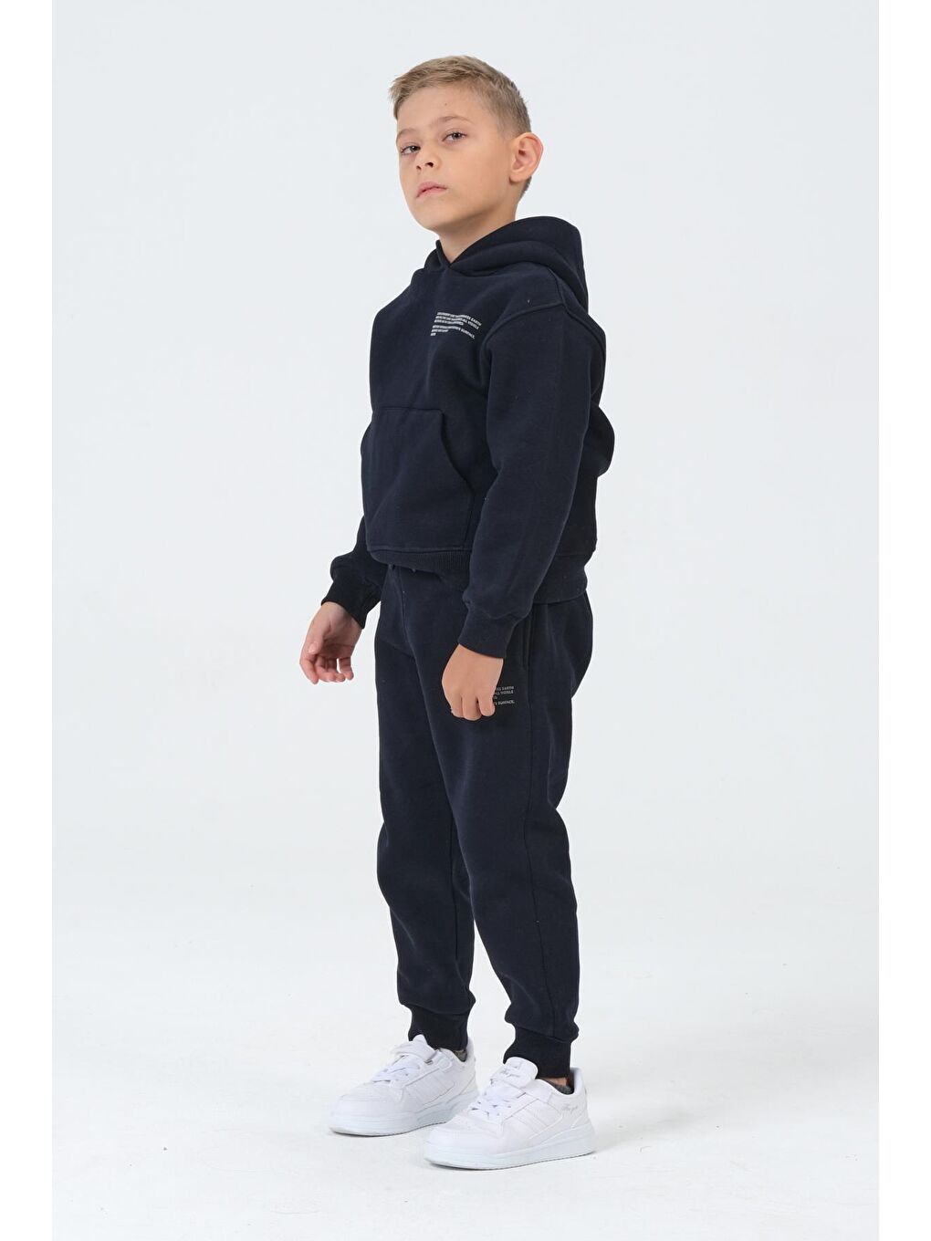 Lacivert Erkek Çocuk Kapüşonlu Çocuk Eşofman Takımı-1