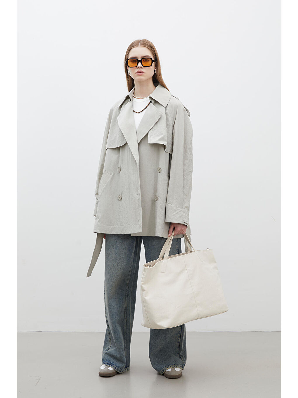 Lızbon Oversize Kısa Trençkot Yeşil-2