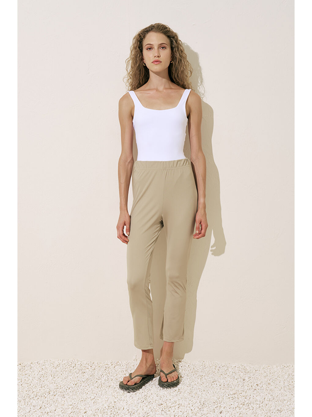 Flare Paça Tesettür Mayo Pantolon Yeşil-2