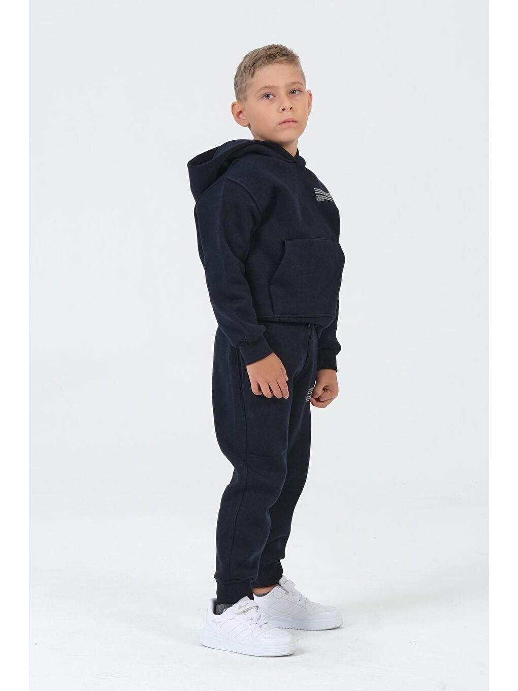 Lacivert Erkek Çocuk Kapüşonlu Çocuk Eşofman Takımı-2