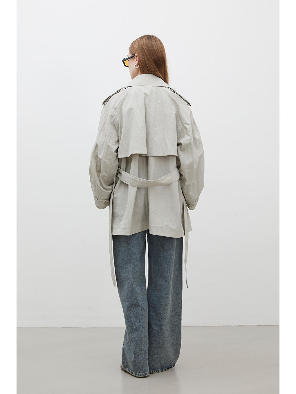 Lızbon Oversize Kısa Trençkot Yeşil-6