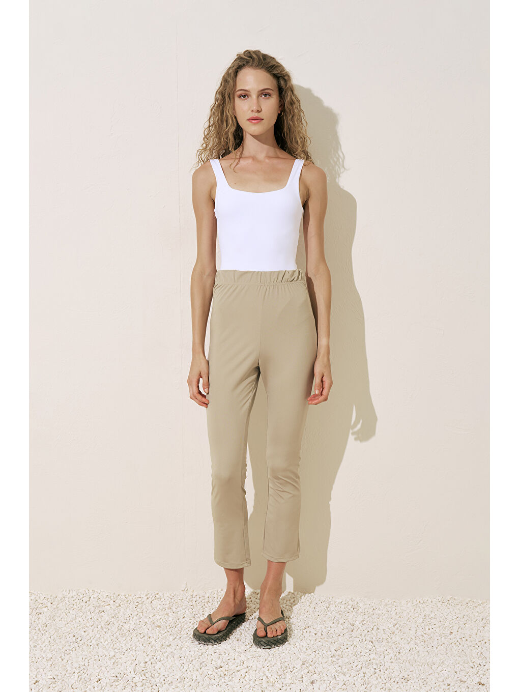 Flare Paça Tesettür Mayo Pantolon Yeşil-3