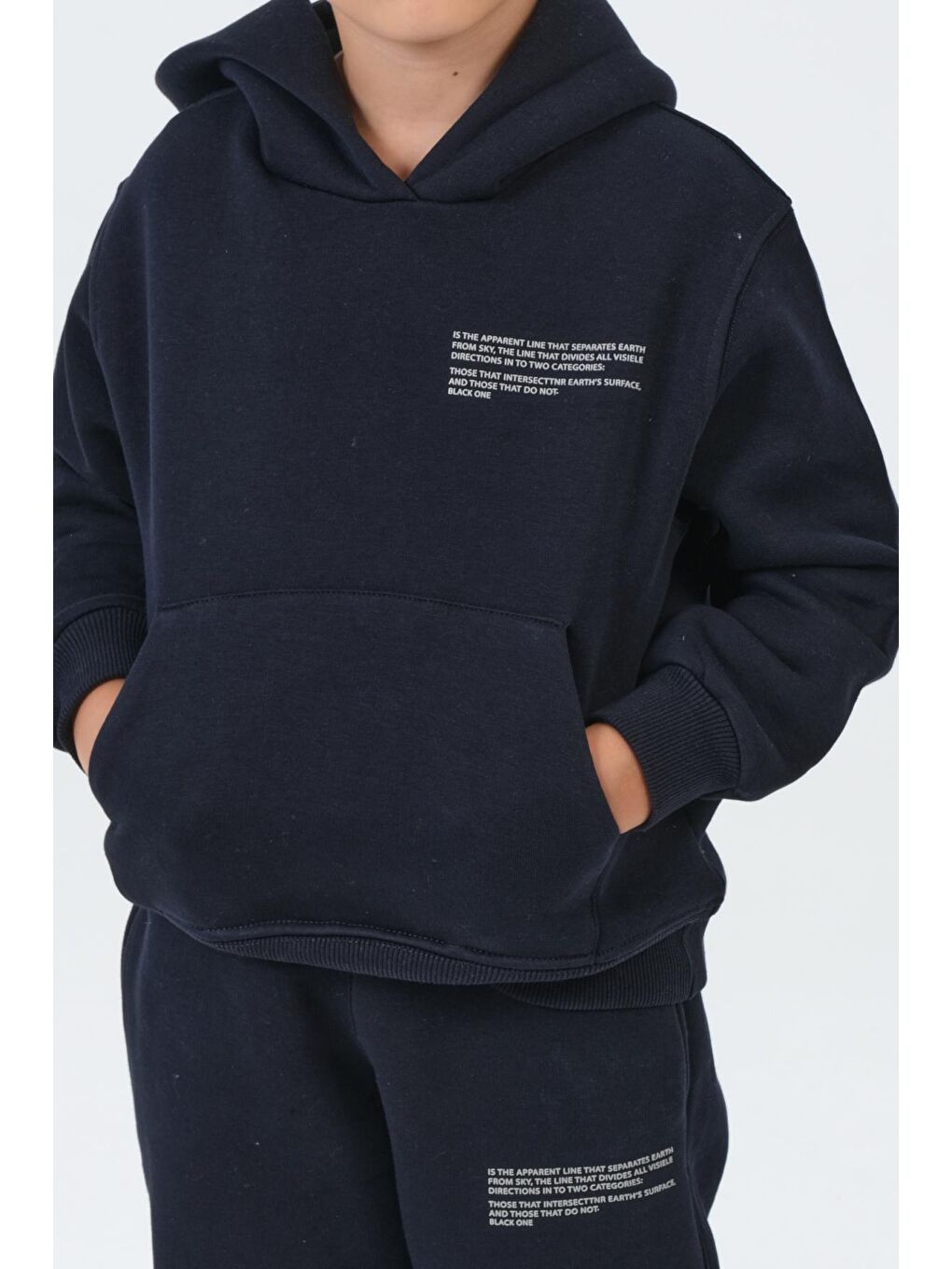 Lacivert Erkek Çocuk Kapüşonlu Çocuk Eşofman Takımı-4