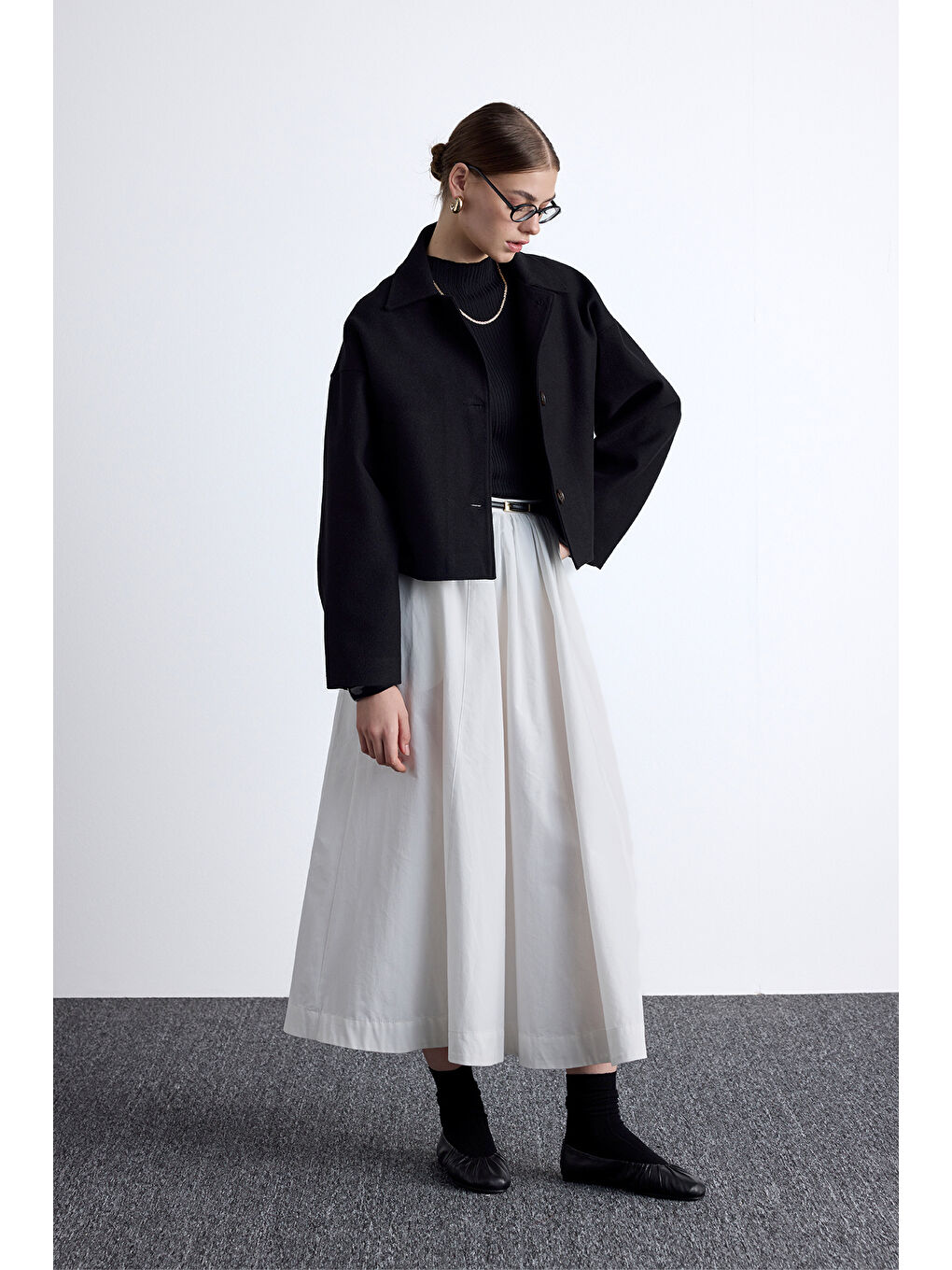 Dori Kısa Kaşe Kaban Siyah-5