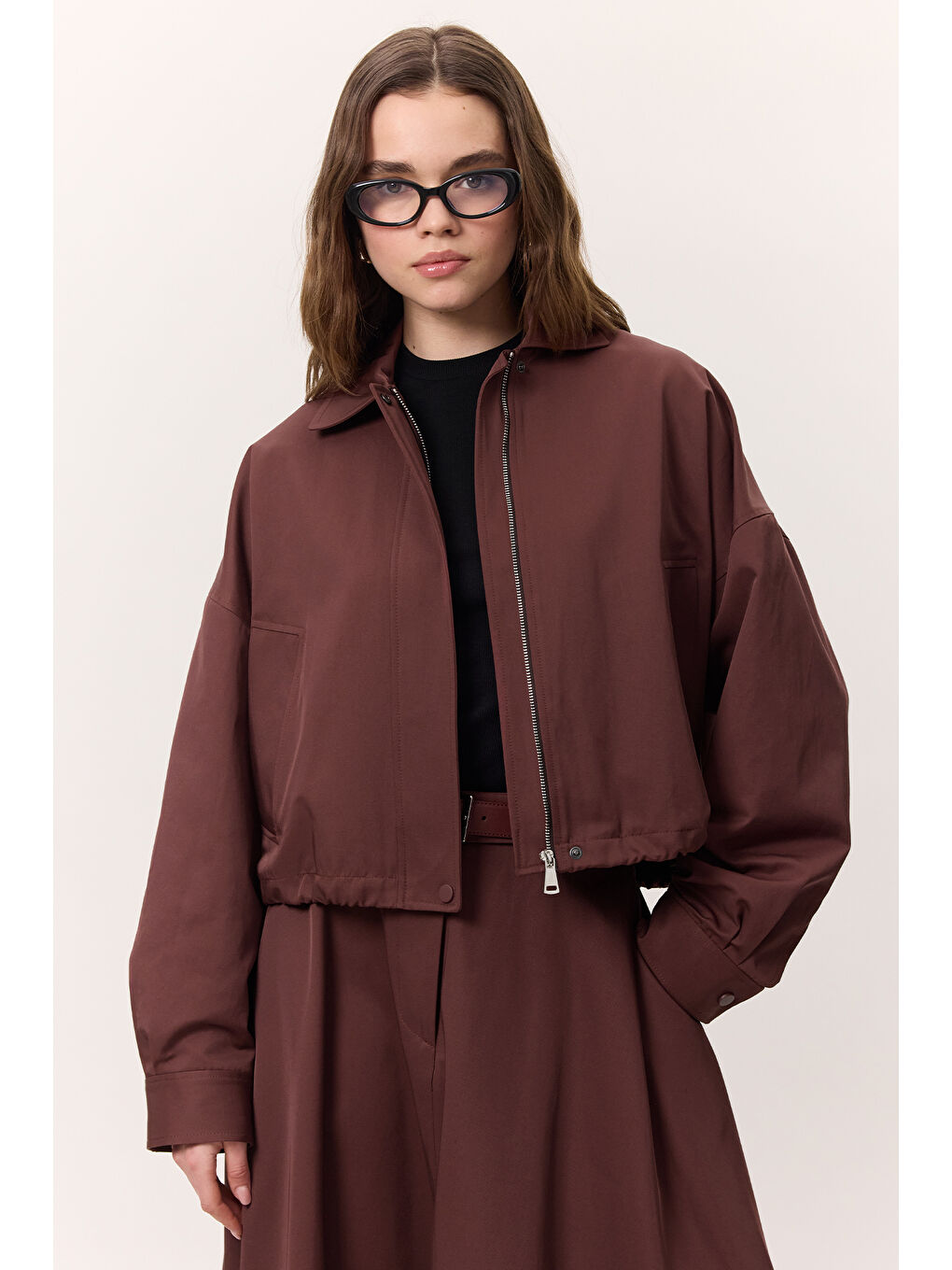 Premıum Fermuarlı Ceket Bordo-5