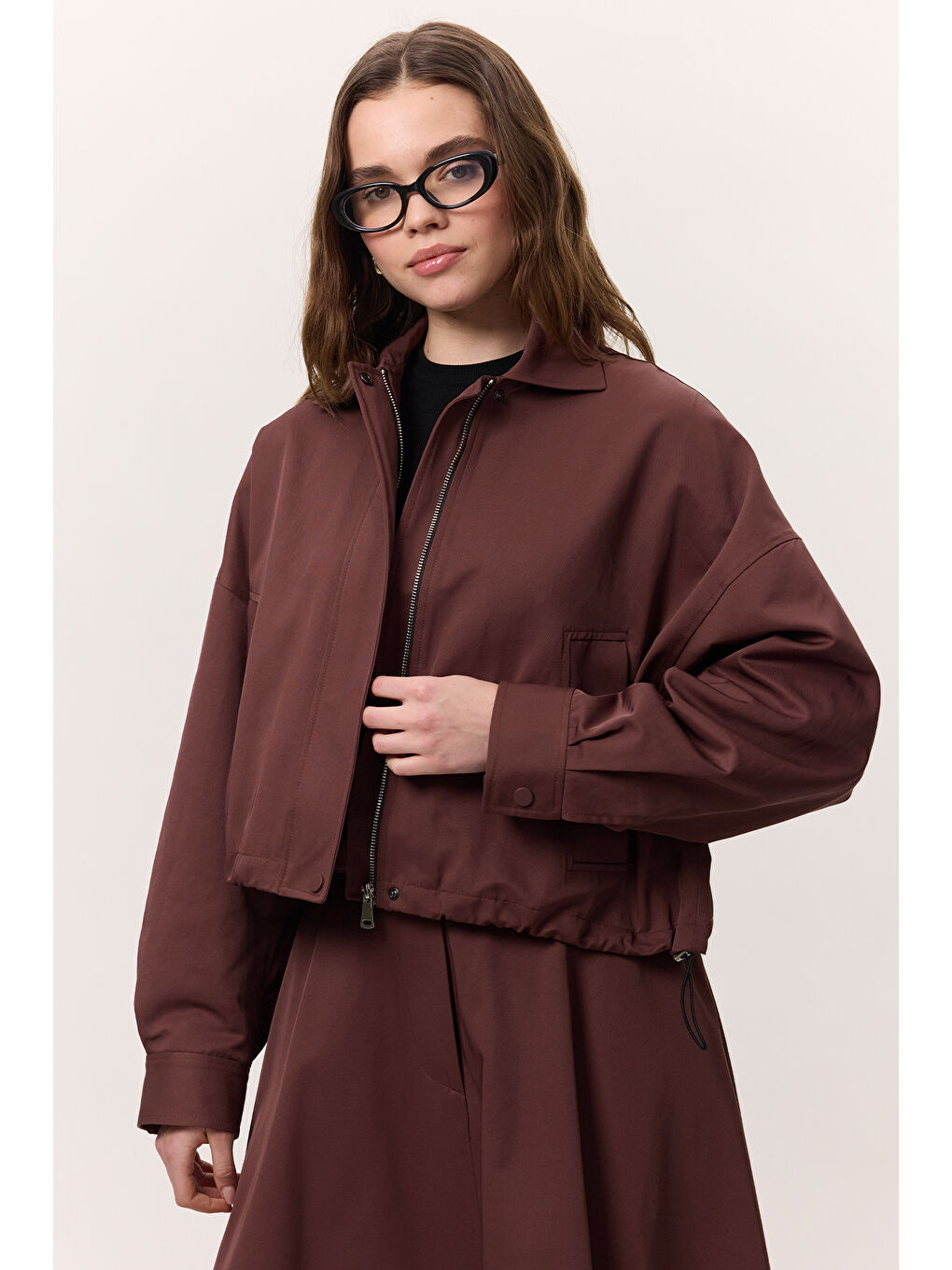 Premıum Fermuarlı Ceket Bordo-6