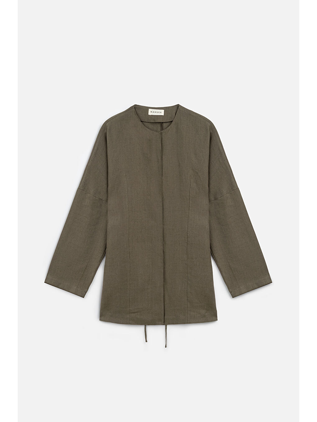 Keten Oturtmalı Ceket Haki-1