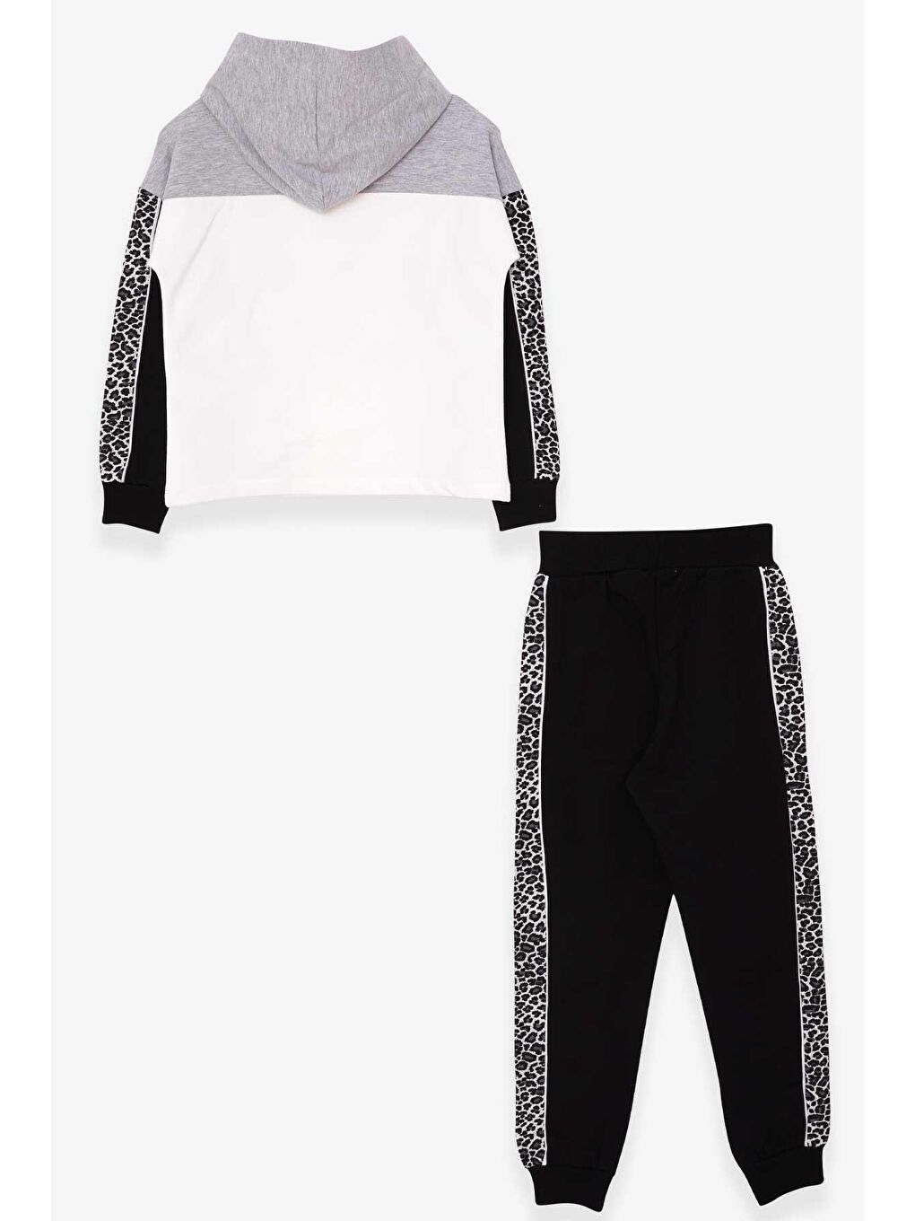 Kız Çocuk Eşofman Takımı Kalp Baskılı Açık Gri Melanj (6-12 Yaş)-1