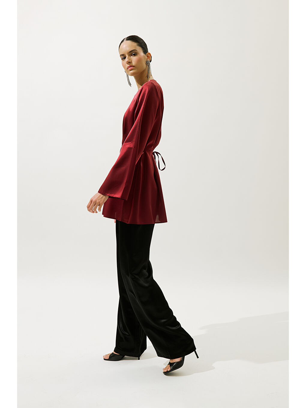 Hana Organze Bluz Bordo-5