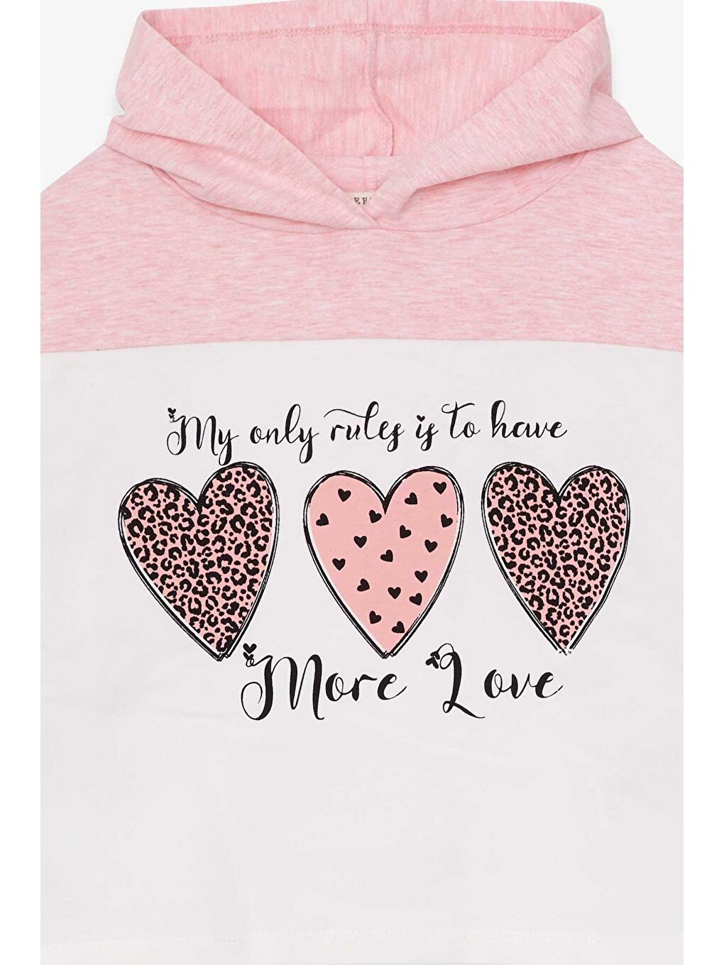 Pembe Kiz Çocuk Esofman Takimi Kalp Baskili Somon Melanj (6-9 Yaş)-2