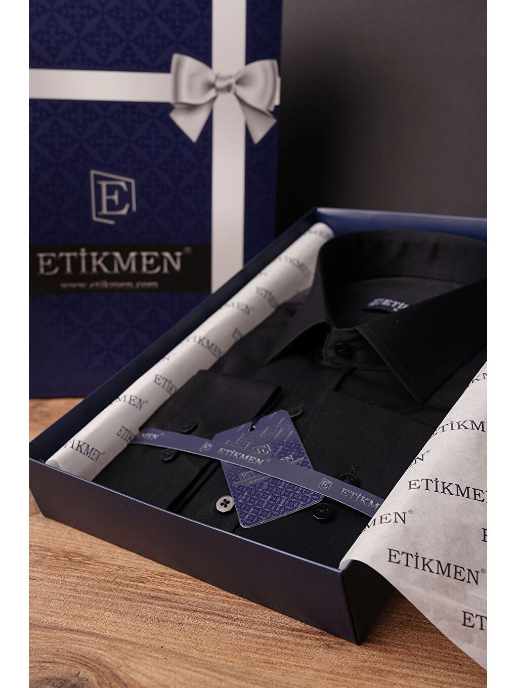 Siyah Saten Slimfit Erkek Gömlek-6