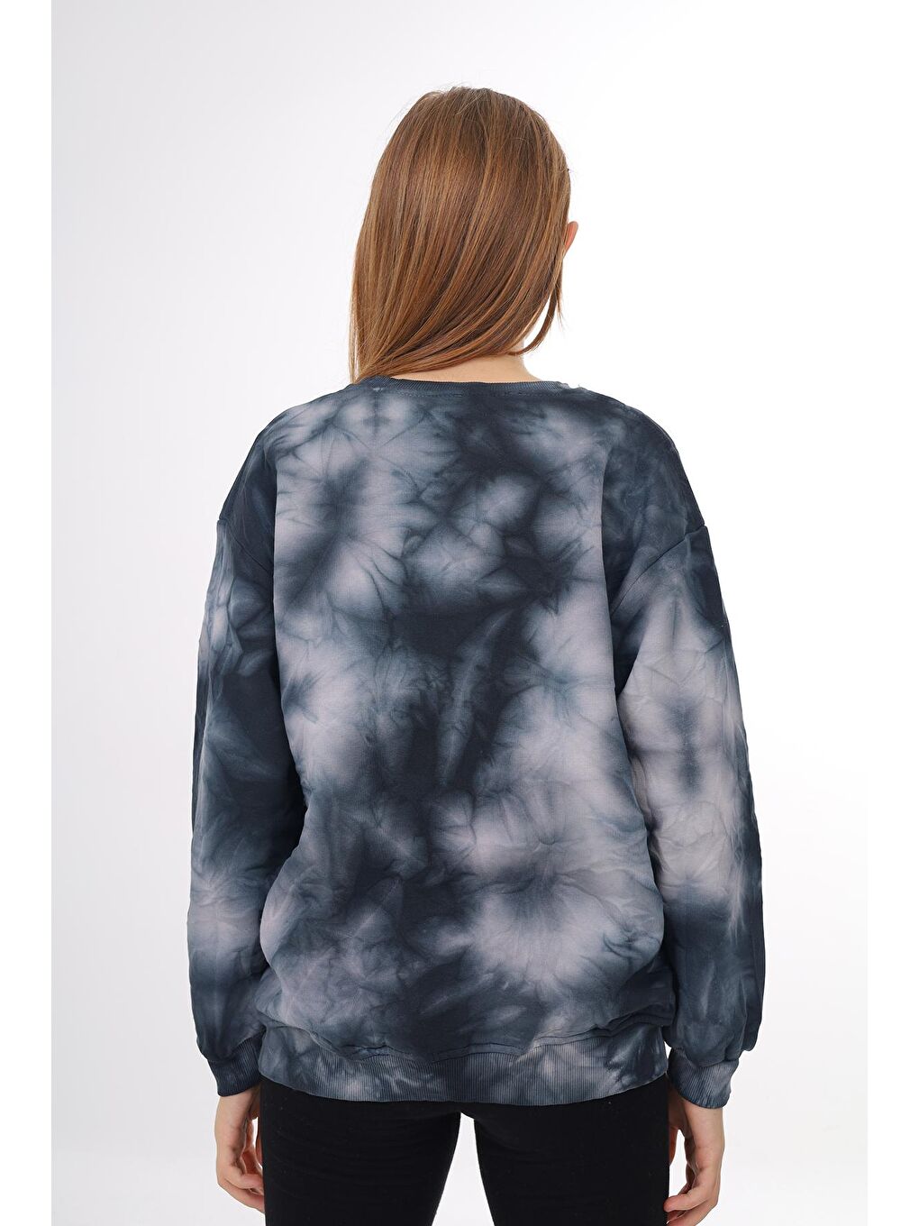 Antrasit Kız Çocuk Batik Desenli Baskılı Sweatshirt 7-13 Yaş Lx296-2-3