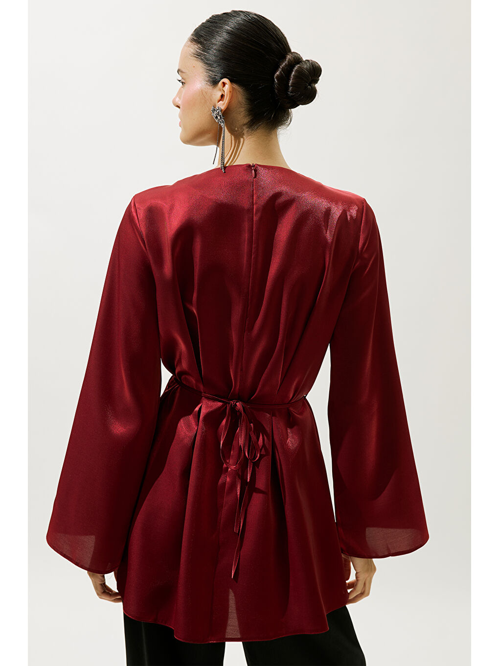 Hana Organze Bluz Bordo-7