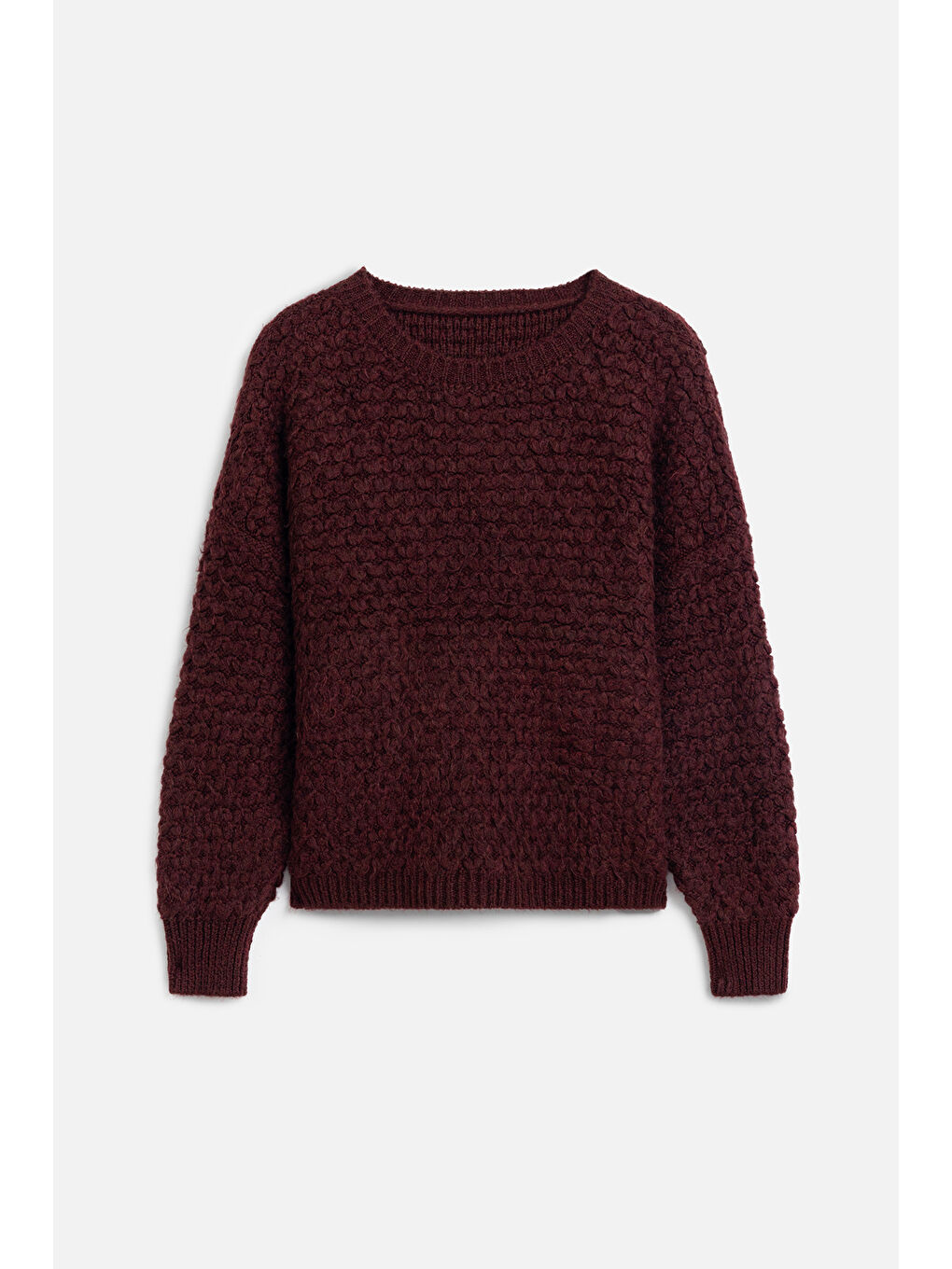 Desenli Örgü Triko Kazak Bordo-1