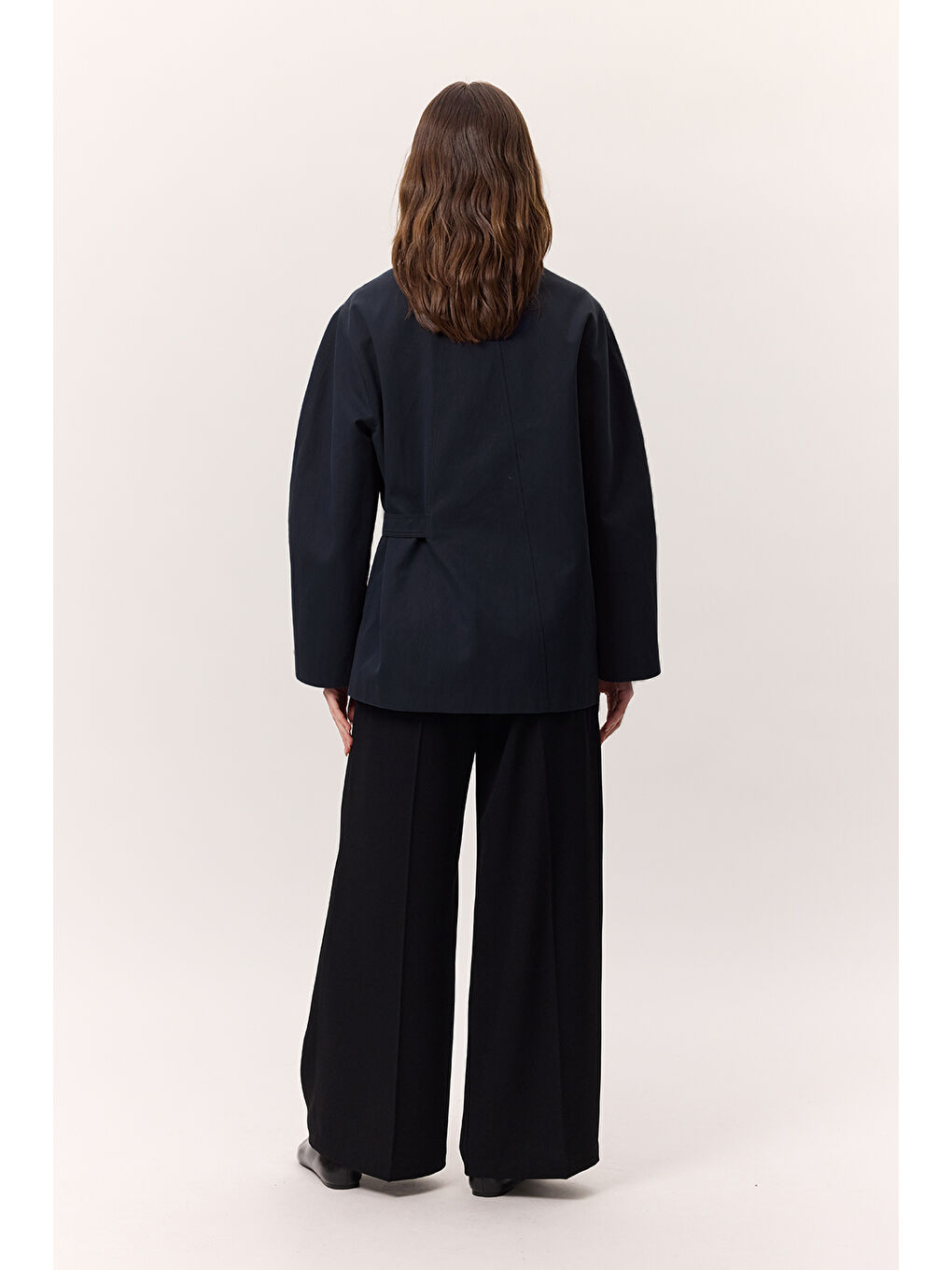 Toka Detaylı Kruvaze Tasarım Ceket Lacivert-7