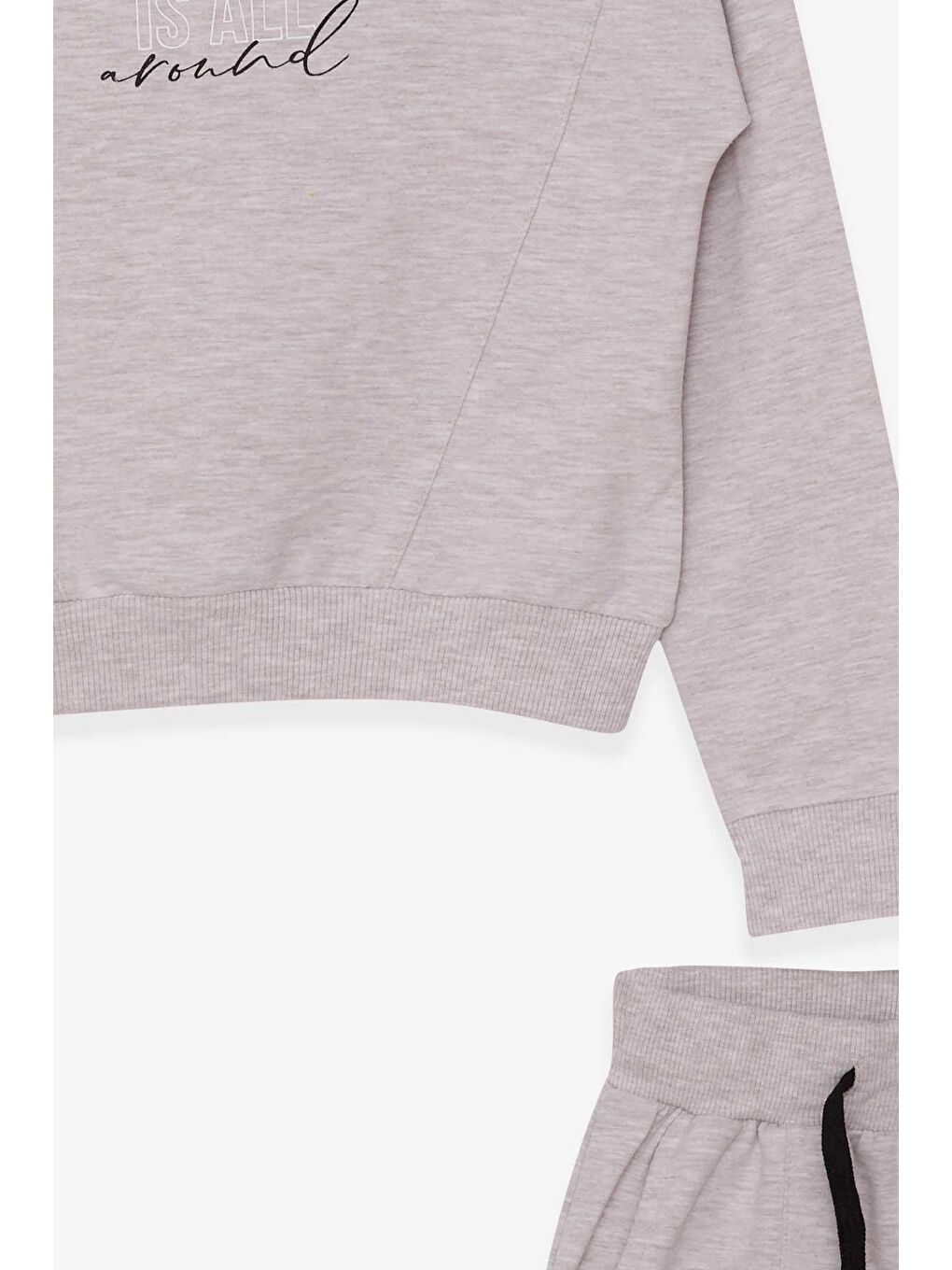 Kız Çocuk Eşofman Takımıı Baskılı Bej Melanj (8-14 Yaş)-2