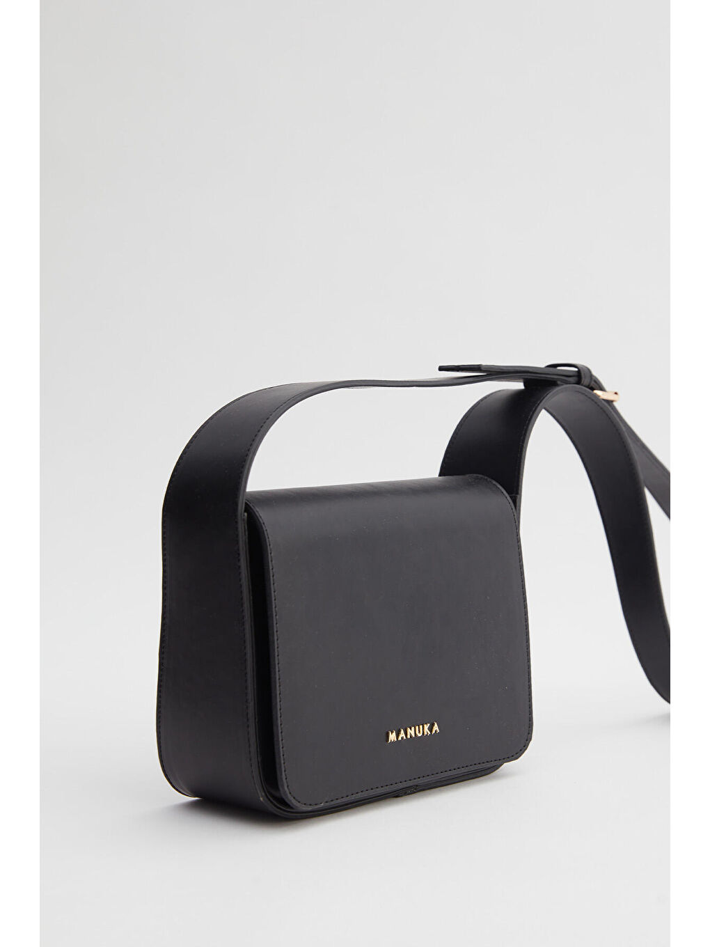 Geniş Cepli Kare Deri Çanta Siyah-5