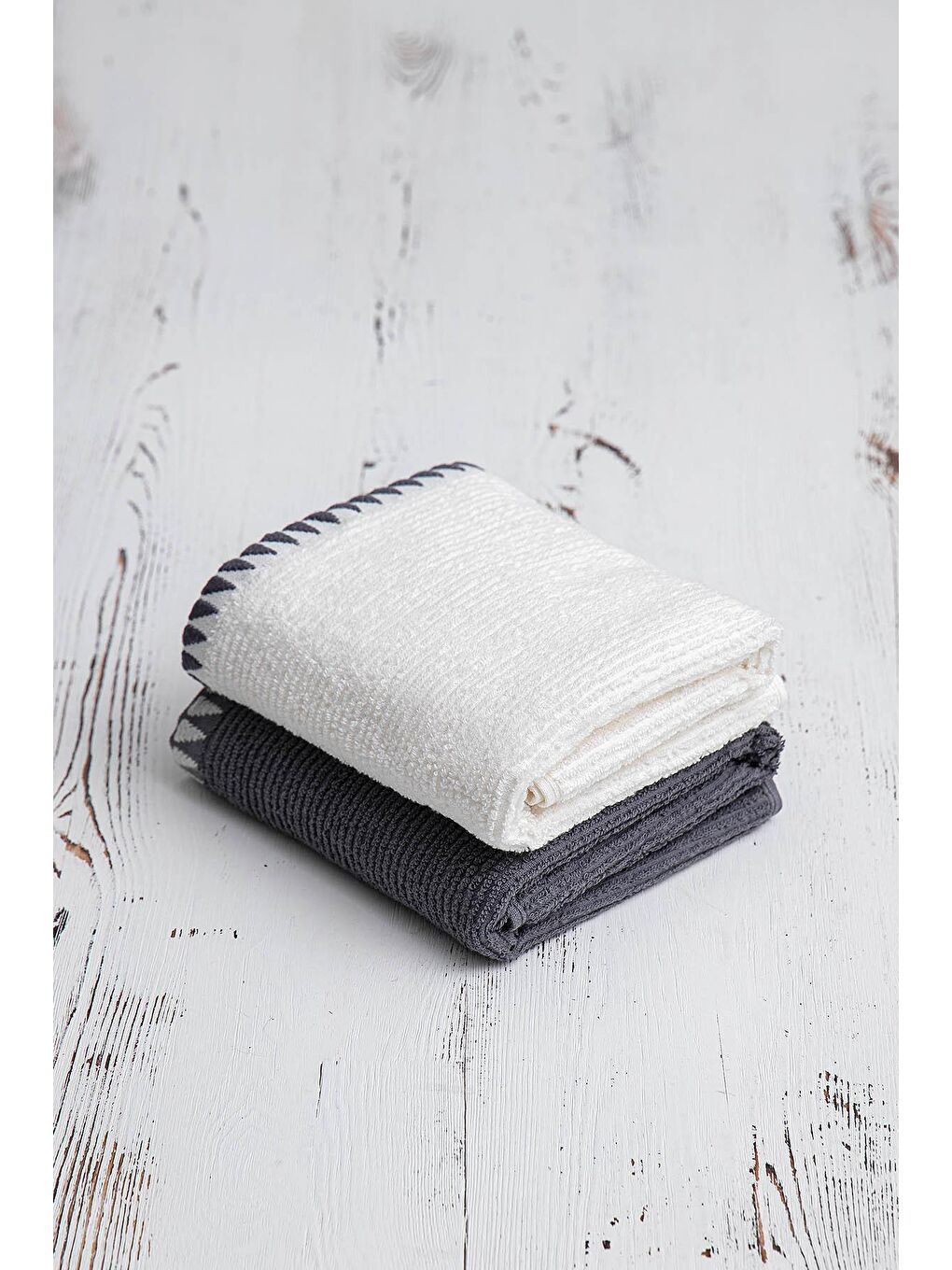 Vera 2'li Mutfak Havlusu %100 Pamuk Bukle-Bukle Krem-Lacivert 50X70 Cm-6