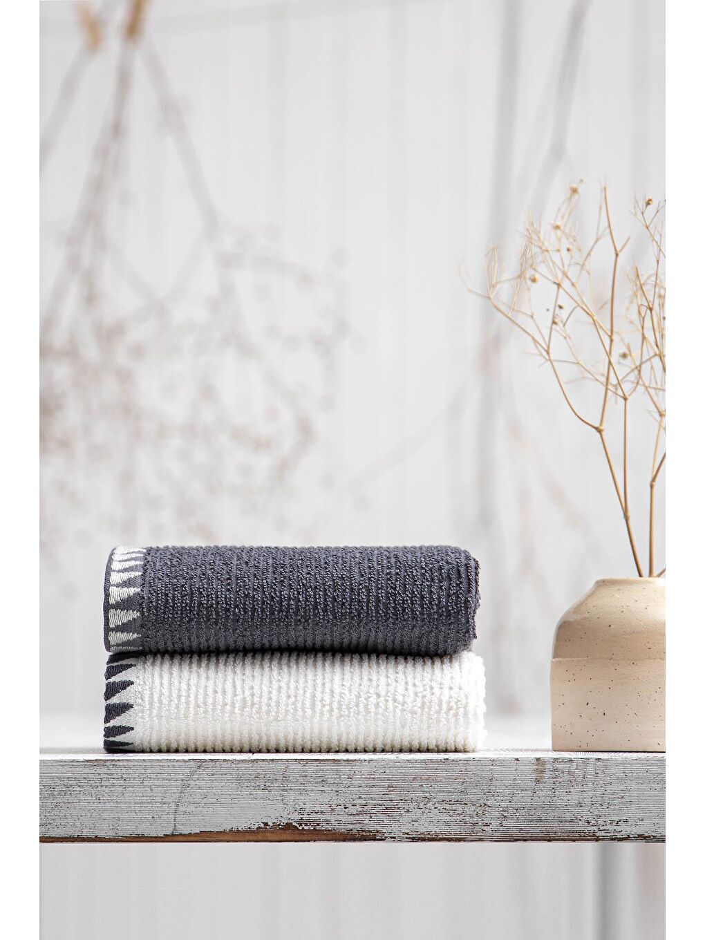 Vera 2'li Mutfak Havlusu %100 Pamuk Bukle-Bukle Krem-Lacivert 50X70 Cm-7