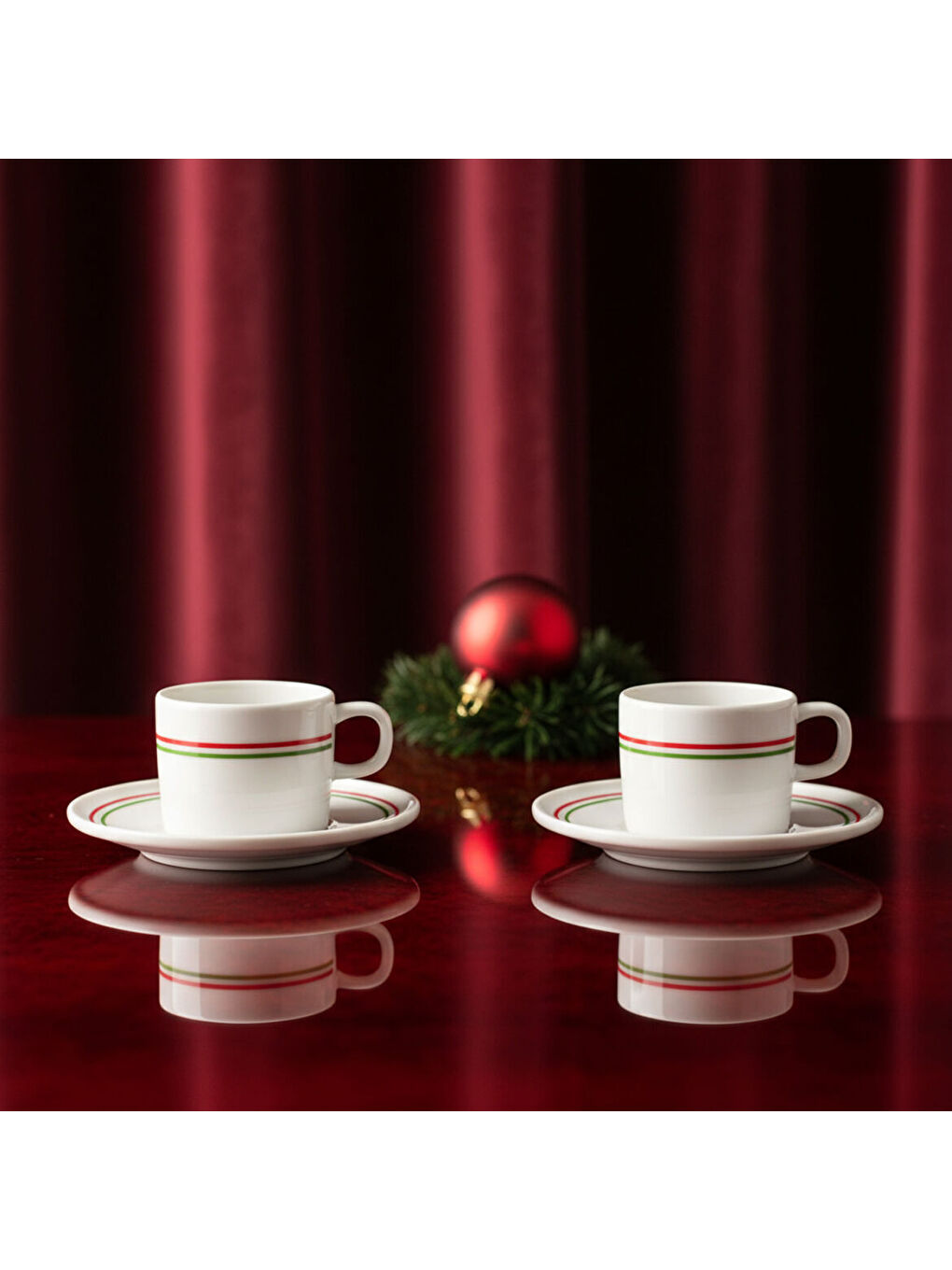 Ekru Mental 2 Kişilik Kahve Fincanı Takımı Yeşil-1