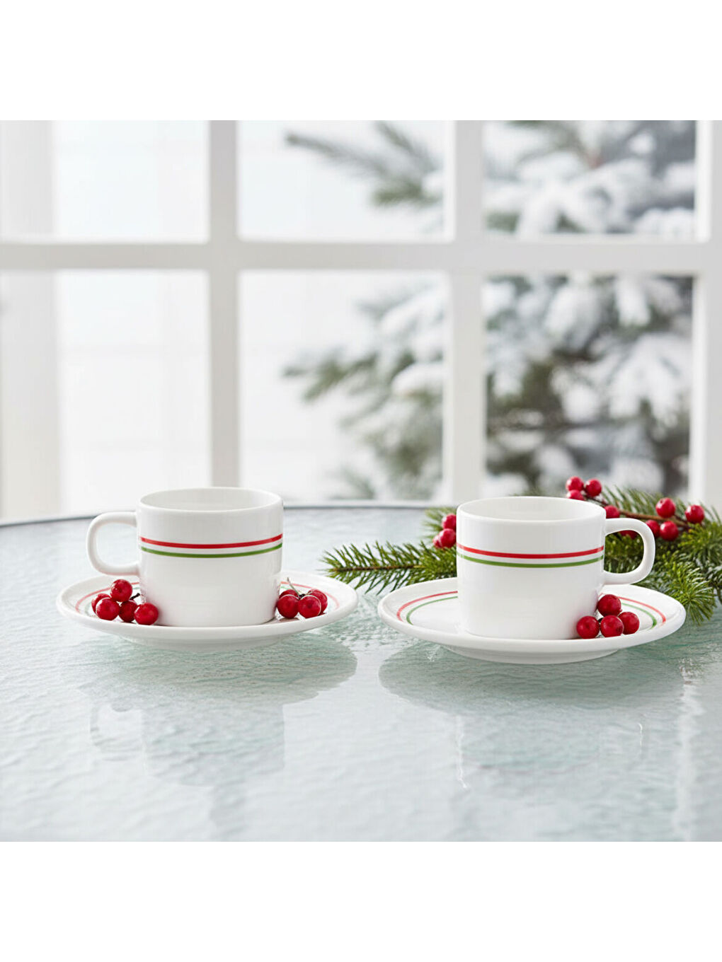 Ekru Mental 2 Kişilik Kahve Fincanı Takımı Yeşil-3