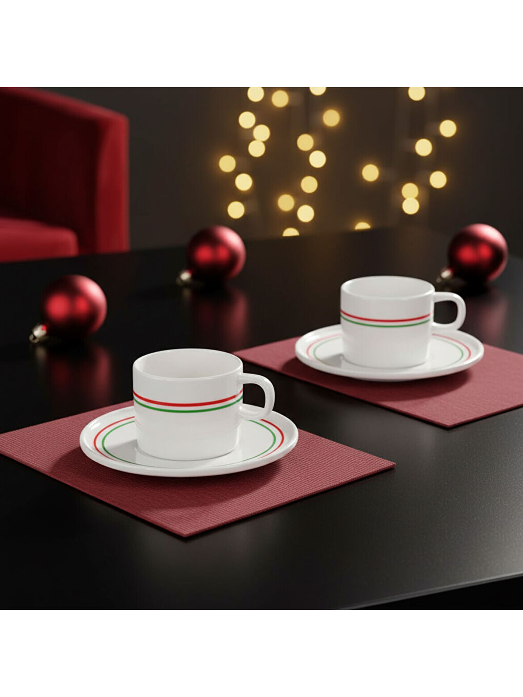 Ekru Mental 2 Kişilik Kahve Fincanı Takımı Yeşil-4