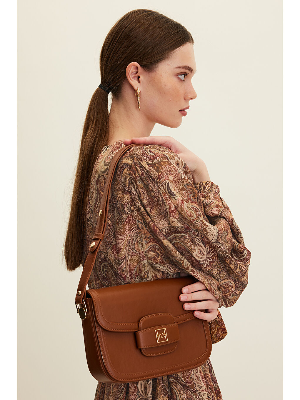 Kahverengi Premıum Kapaklı Çanta Taba-1