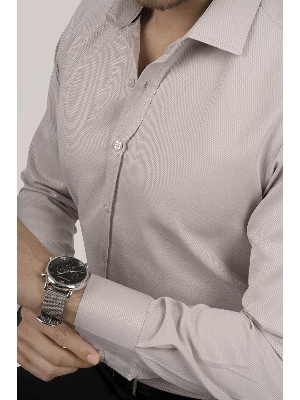 Bej Sütlü Kahve Slimfit Erkek Gömlek