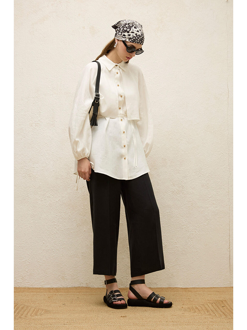 Keten Trenç Gömlek Ekru-2