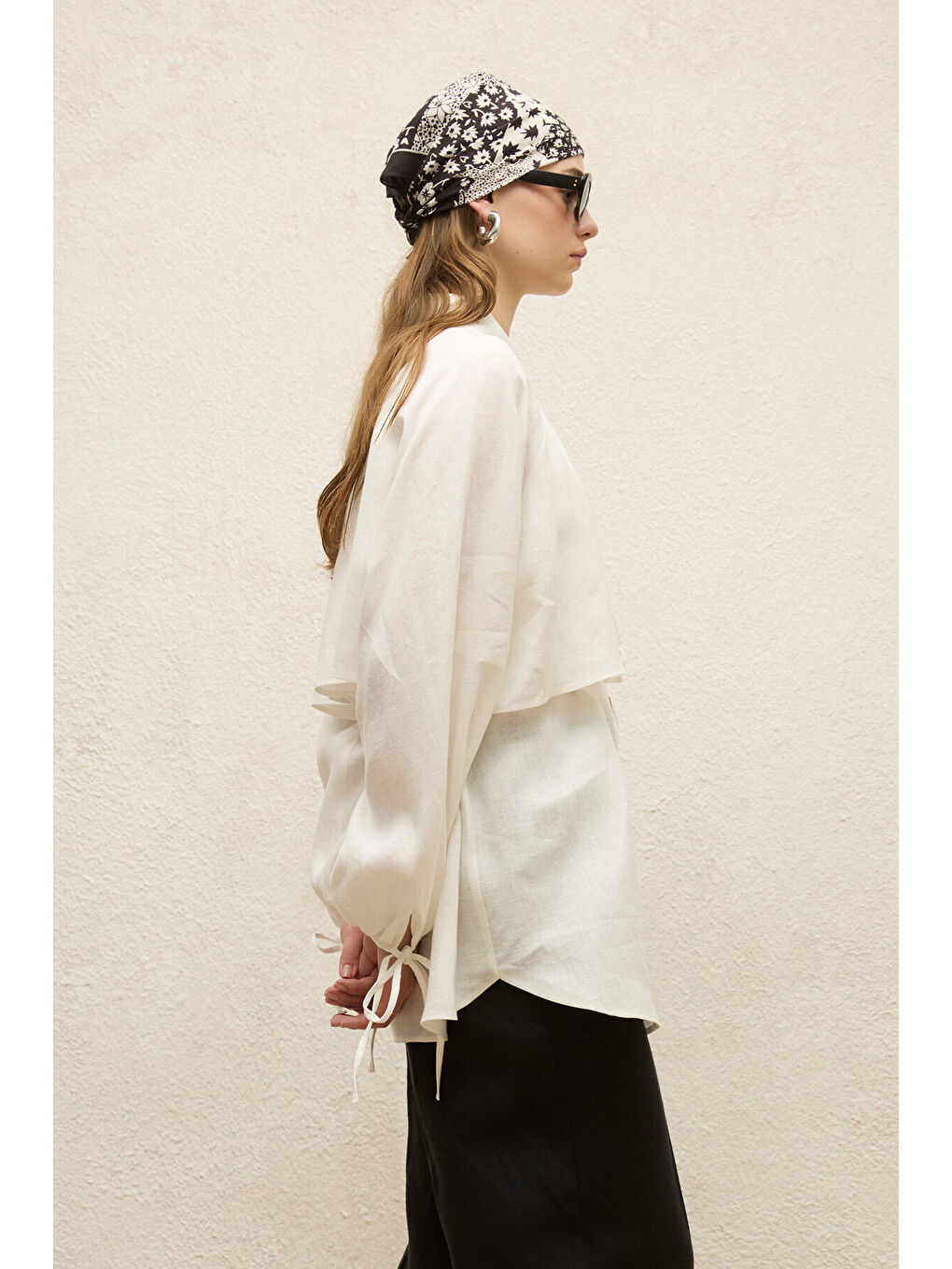 Keten Trenç Gömlek Ekru-3