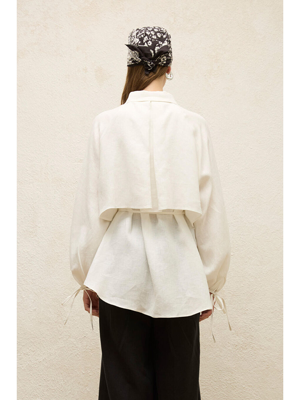 Keten Trenç Gömlek Ekru-4