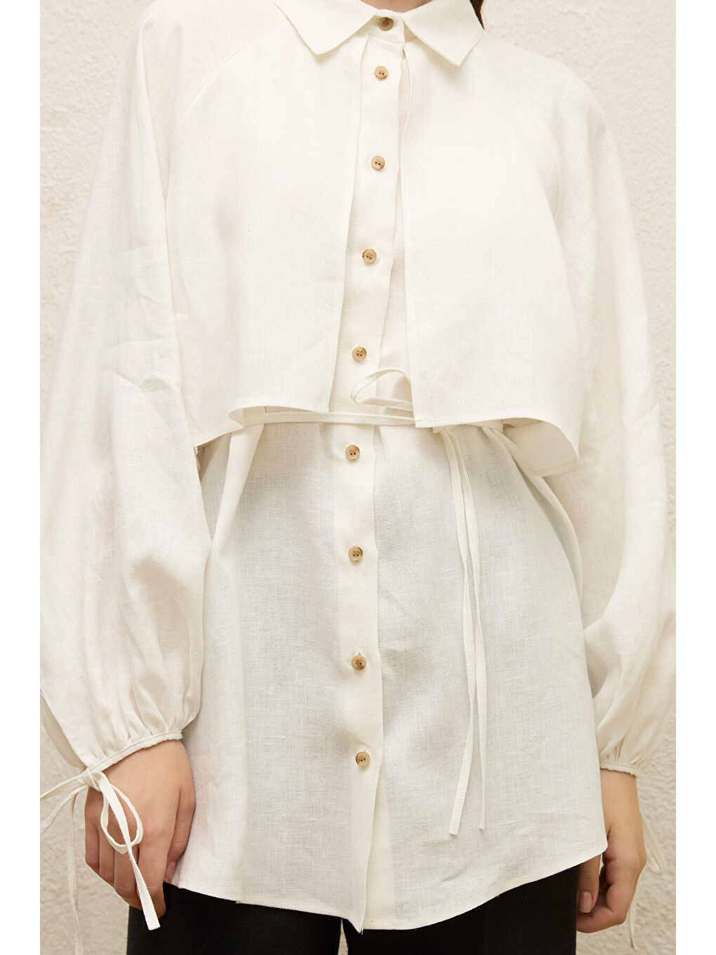 Keten Trenç Gömlek Ekru-6