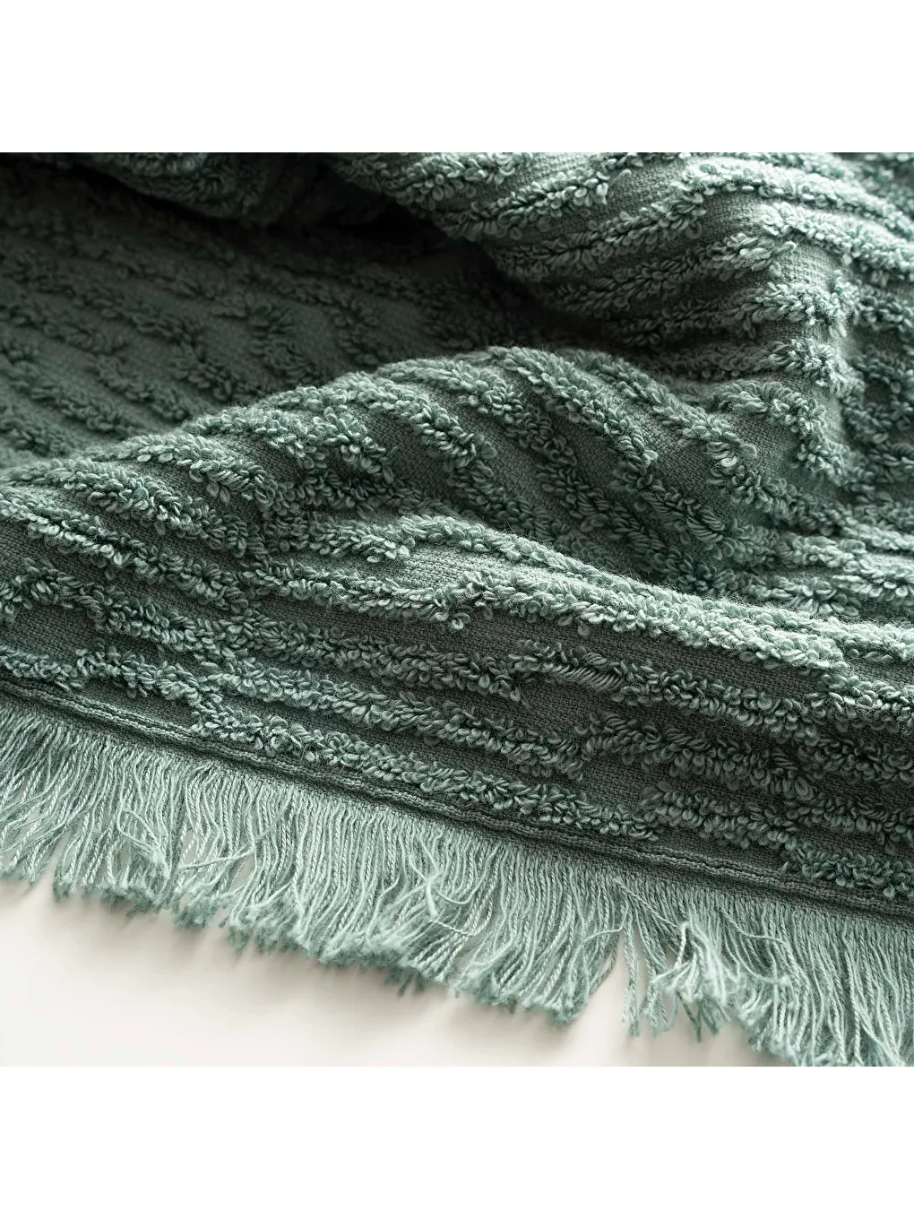 Anisa 3'lü Hamam Havlu Seti %100 Pamuk Penye Jakarlı Yeşil-1