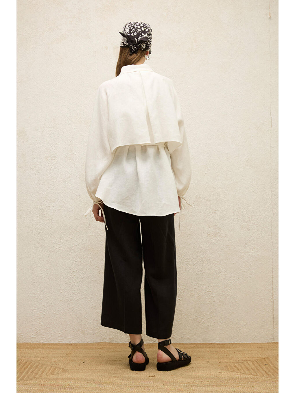 Keten Trenç Gömlek Ekru-7