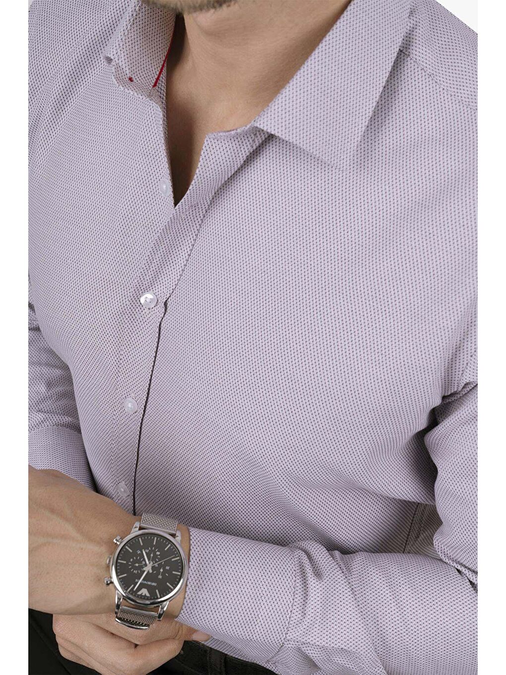 Kırmızı Açık Vişne Slimfit Erkek Gömlek-1