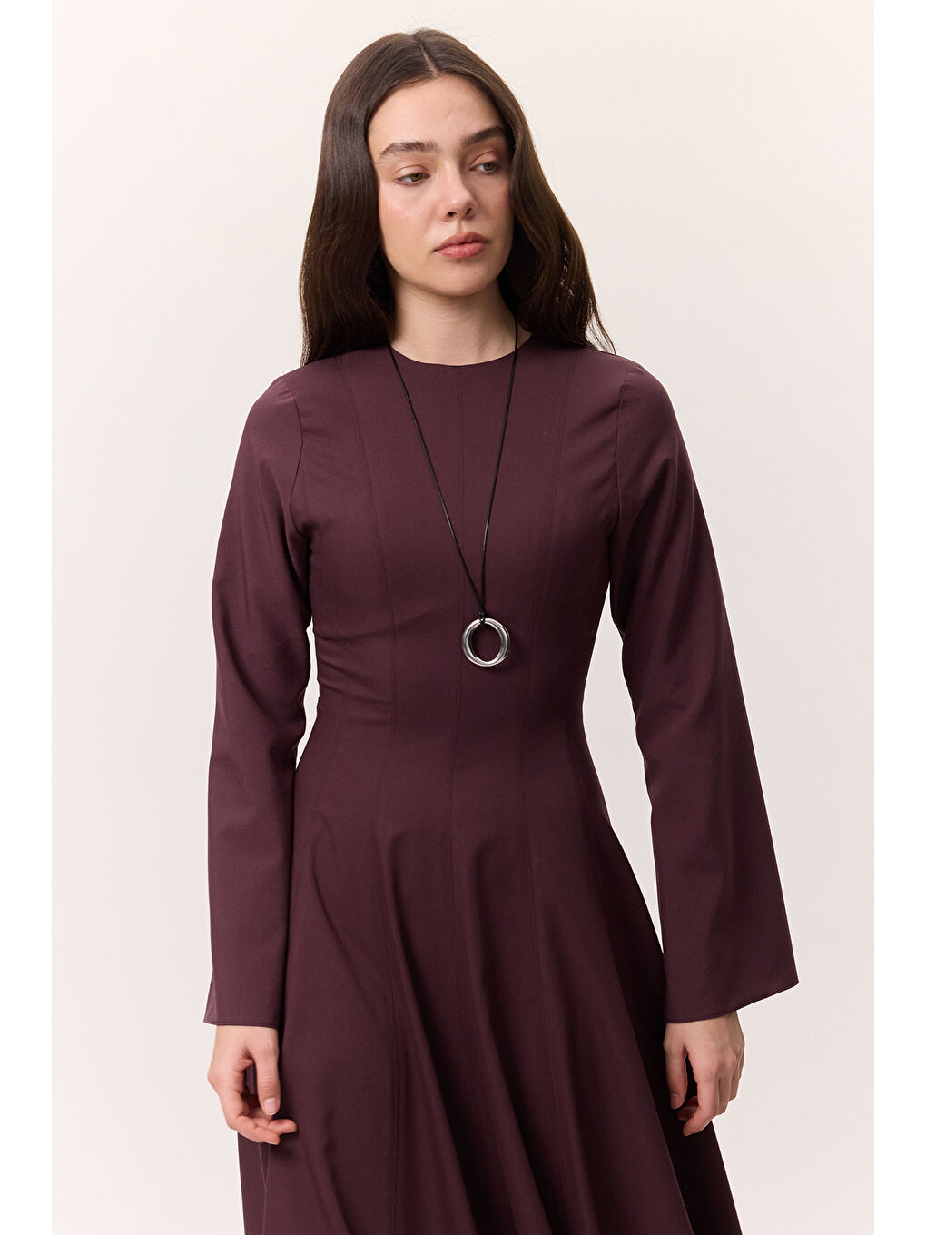 Kup Detaylı Elbise Bordo-5