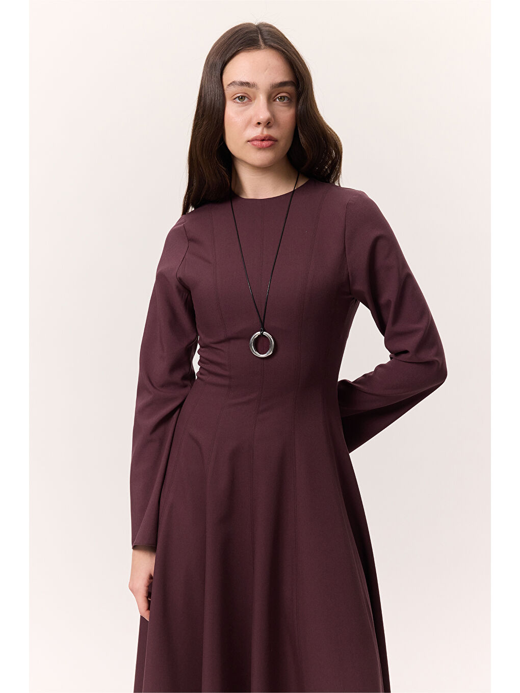 Kup Detaylı Elbise Bordo-6