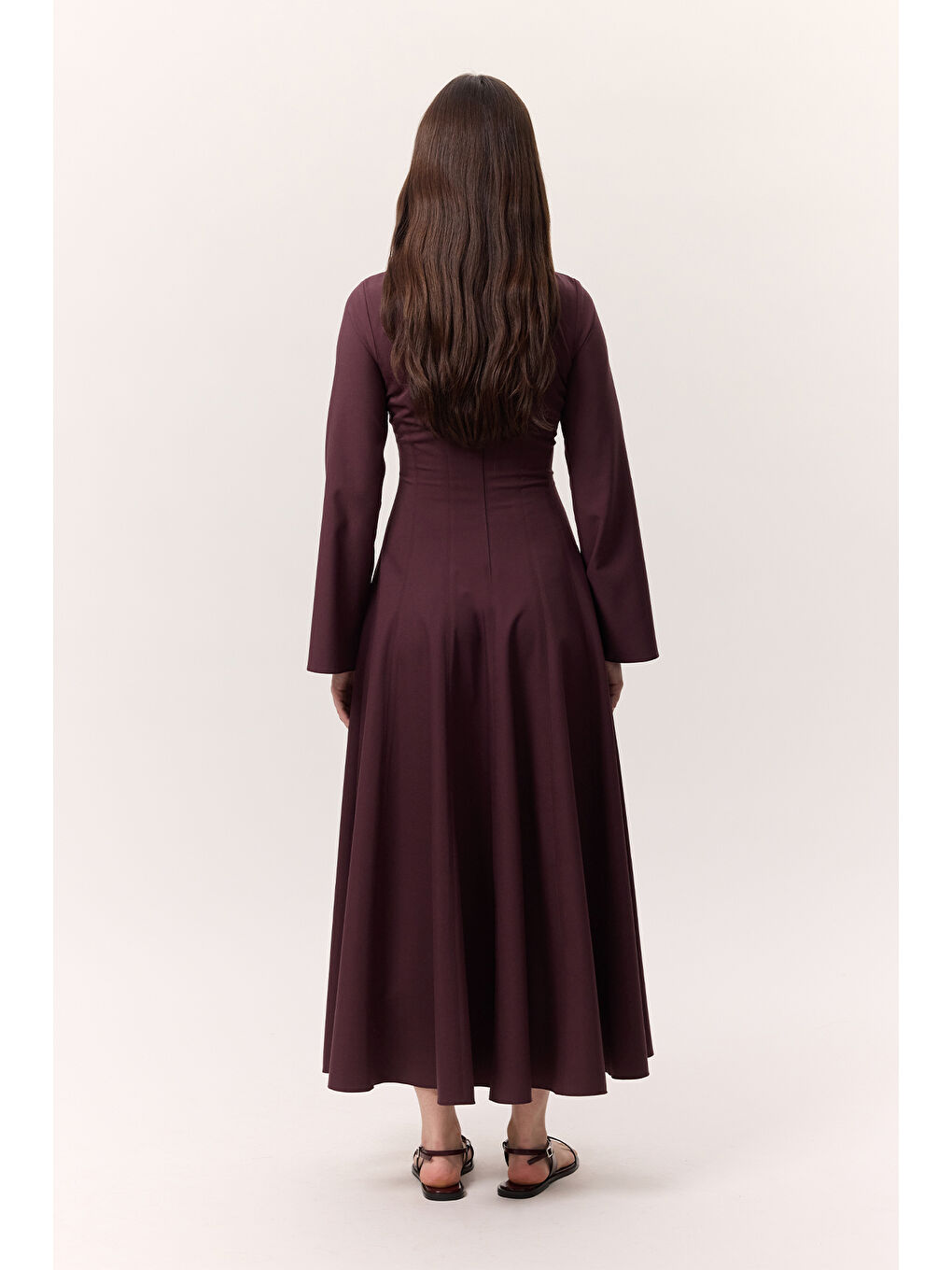 Kup Detaylı Elbise Bordo-7