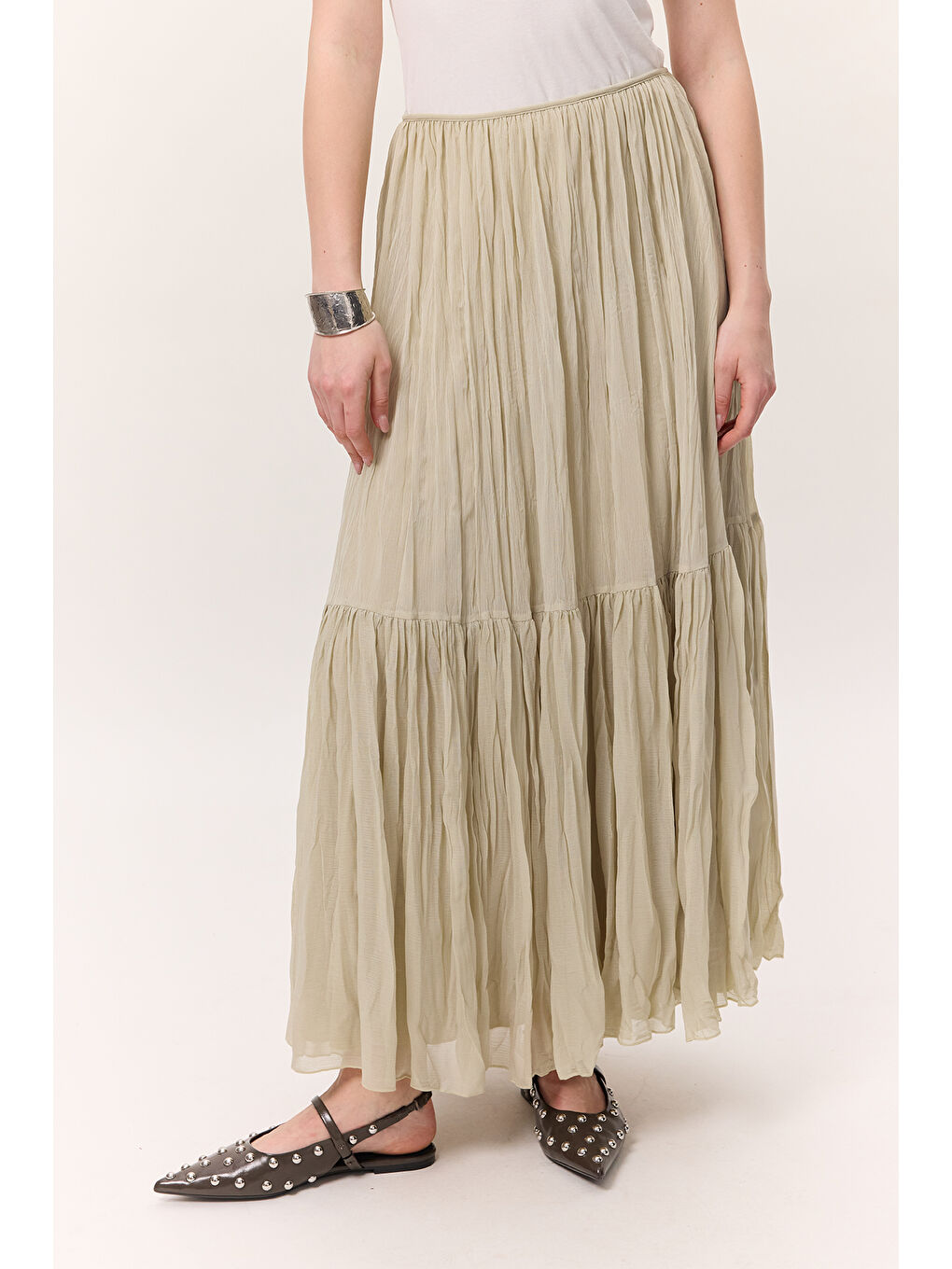 Yeşil Crush Piliseli Uzun Etek Adaçayı-6