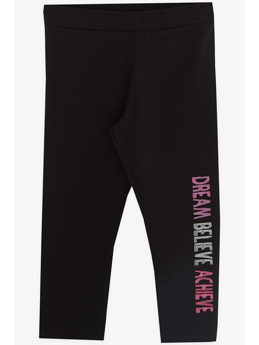 Kız Çocuk Kapri Taytlı Crop Takım Yazı Baskılı Neon Pembe (8-11 Yaş)-3