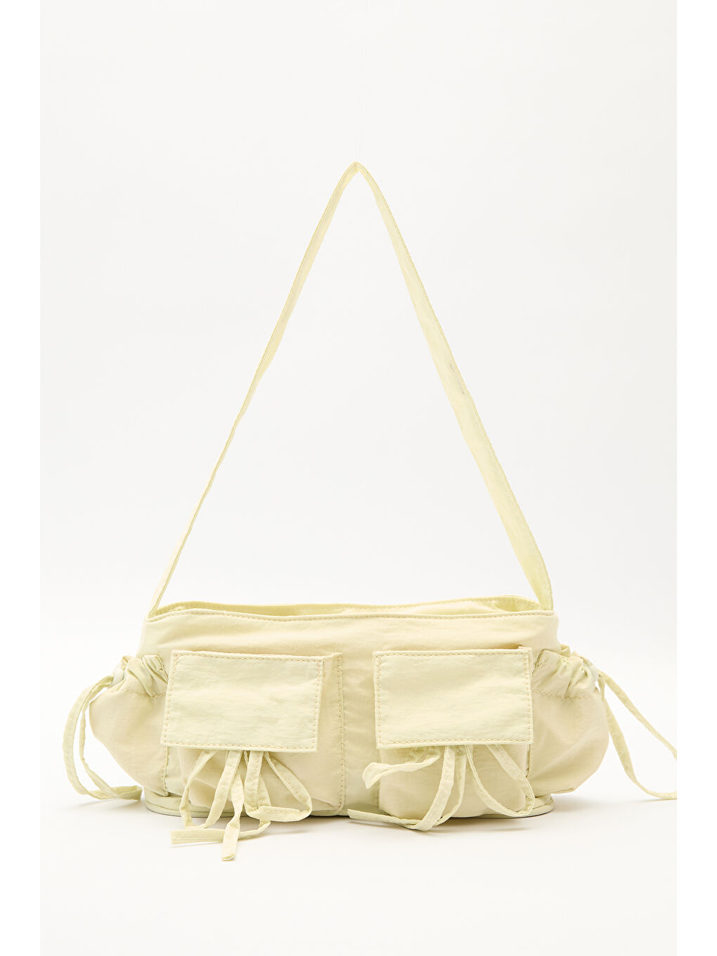 Cep Detaylı Bağcıklı Çanta Sarı-3