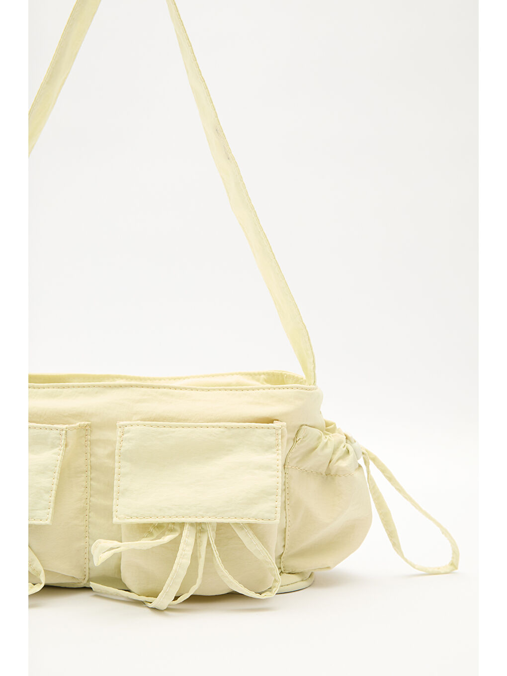 Cep Detaylı Bağcıklı Çanta Sarı-4