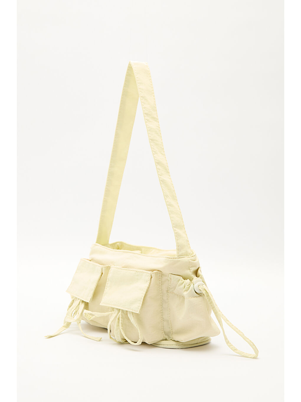 Cep Detaylı Bağcıklı Çanta Sarı-5
